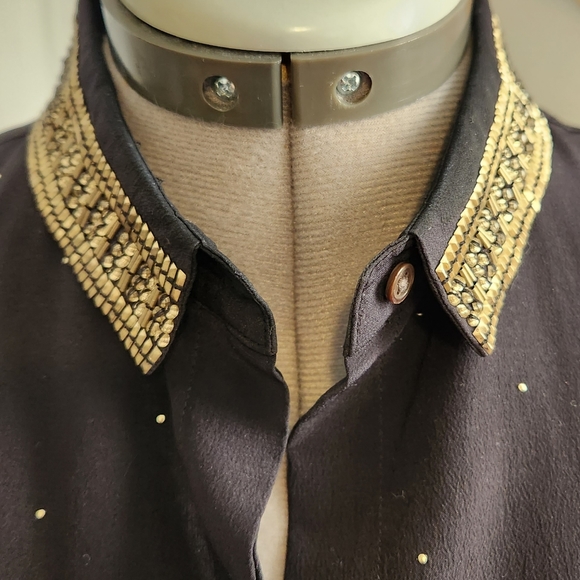 Club Monaco Silk beaded collar button down - Picture 13 of 16